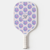 Monogramm Blumen Hydrangea Klingenmuster Weiß Hand Pickleball Schläger (Vorderseite)