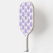 Monogramm Blumen Hydrangea Klingenmuster Weiß Hand Pickleball Schläger (Links)