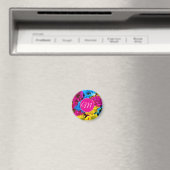Monogramm-Blumen in Leuchtfarben Magnet (In Situ (Geschirrspüler))