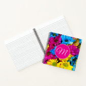 Monogramm-Blumen in Leuchtfarben Notizblock (Innenseite)