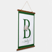 Monogramm-Blumen-Initial B Wandteppich Mit Holzrahmen (Gewinkelt)