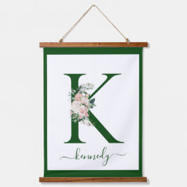 Monogramm-Blumen-Initial K Wandteppich Mit Holzrahmen