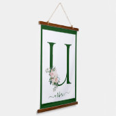 Monogramm-Blumen-Initial U Wandteppich Mit Holzrahmen (Gewinkelt)