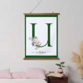 Monogramm-Blumen-Initial U Wandteppich Mit Holzrahmen (Schlafzimmer)