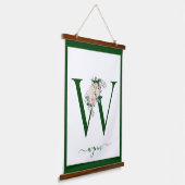 Monogramm-Blumen-Initial W Wandteppich Mit Holzrahmen (Gewinkelt)