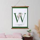 Monogramm-Blumen-Initial W Wandteppich Mit Holzrahmen (Schlafzimmer)