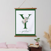 Monogramm-Blumen-Initial Y Wandteppich Mit Holzrahmen (Schlafzimmer)