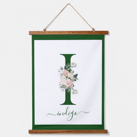 Monogramm-Blumen-Initiale I Wandteppich Mit Holzrahmen (Vorderseite)