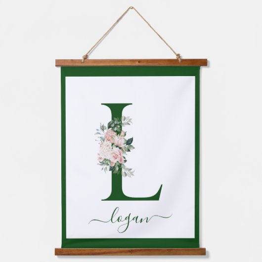 Monogramm-Blumen-Initiale L Wandteppich Mit Holzrahmen (Vorderseite)