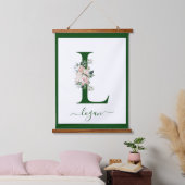 Monogramm-Blumen-Initiale L Wandteppich Mit Holzrahmen (Schlafzimmer)