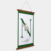 Monogramm-Blumen-Initiale N Wandteppich Mit Holzrahmen (Gewinkelt)