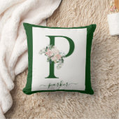 Monogramm-Blumen-Initiale P Kissen (Decke)