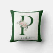 Monogramm-Blumen-Initiale P Kissen (Rückseite)