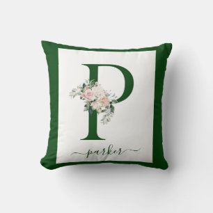 Monogramm-Blumen-Initiale P Kissen