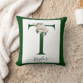 Monogramm-Blumen-Initiale T Kissen (Decke)