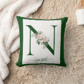 Monogramm-Blumen-Letter N Kissen (Decke)