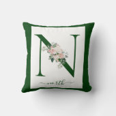 Monogramm-Blumen-Letter N Kissen (Rückseite)