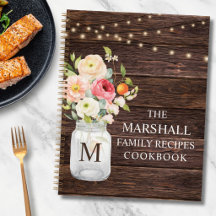 Monogramm-Blumen-Mason-Glas-Familienrezept-Kochbuc
