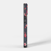 Monogramm Blumen Schwarz Rosa iPhone Hülle (Rechte Seite)