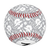 Monogramm Blumen-Spitzenmuster Baseball (Rückseite)