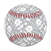 Monogramm Blumen-Spitzenmuster Baseball (Vorderseite)