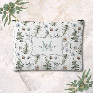 Monogramm-Blumen und Farnblätter Floral Botanisch Zubehörtasche