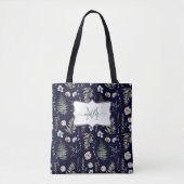 Monogramm-Blumen und Farnblätter Florale Botanik Tasche (Vorderseite)