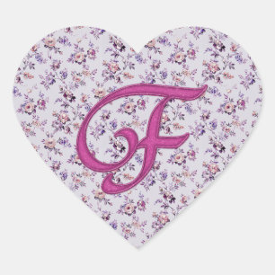 Monogramm Blumen Vintage F Herz-Aufkleber