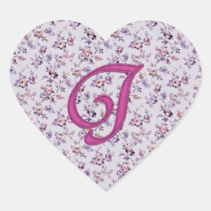 Monogramm Blumen Vintage J Herz-Aufkleber