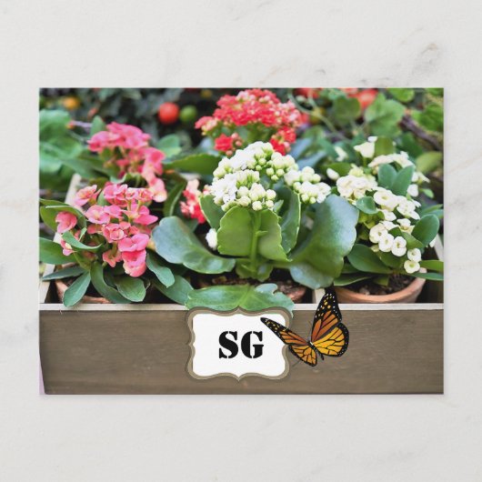 Monogramm-Blumengarten-Postkarte Postkarte (Vorderseite)