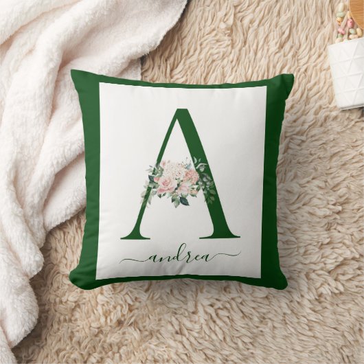 Monogramm Blumeninitiale A Kissen (Decke)