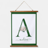 Monogramm Blumeninitiale A Wandteppich Mit Holzrahmen (Vorderseite)