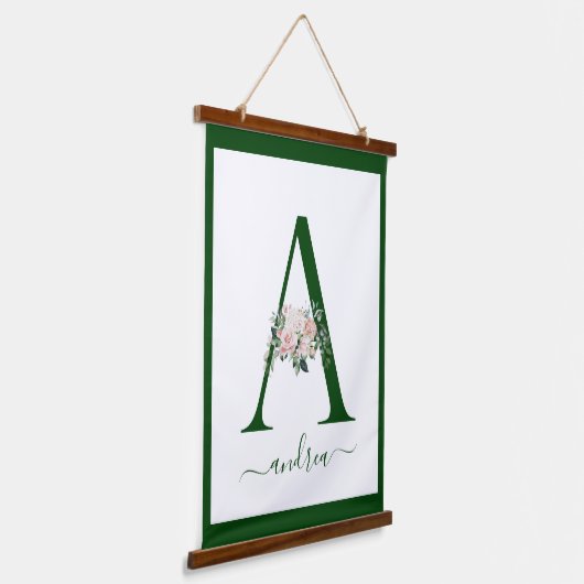 Monogramm Blumeninitiale A Wandteppich Mit Holzrahmen (Gewinkelt)