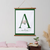 Monogramm Blumeninitiale A Wandteppich Mit Holzrahmen (Schlafzimmer)