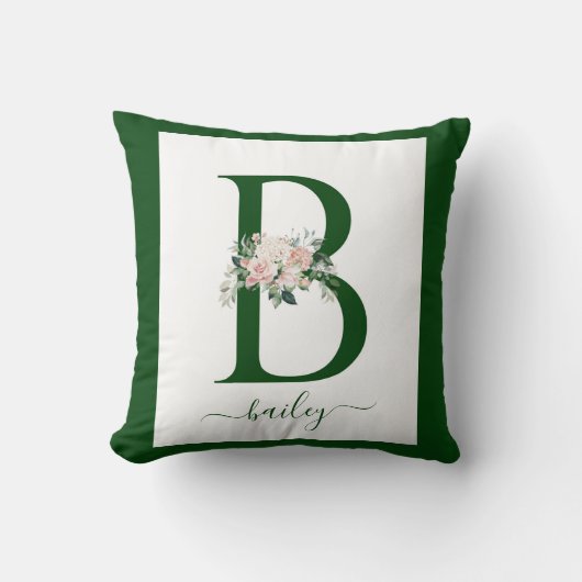 Monogramm Blumeninitiale B Kissen (Vorderseite)