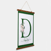 Monogramm Blumeninitiale D Wandteppich Mit Holzrahmen (Gewinkelt)