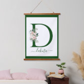 Monogramm Blumeninitiale D Wandteppich Mit Holzrahmen (Schlafzimmer)
