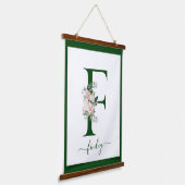Monogramm Blumeninitiale F Wandteppich Mit Holzrahmen (Gewinkelt)