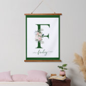 Monogramm Blumeninitiale F Wandteppich Mit Holzrahmen (Schlafzimmer)