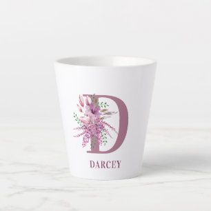 Monogramm Blumeninitiale Flieder- und Lavendelblüt Milchtasse