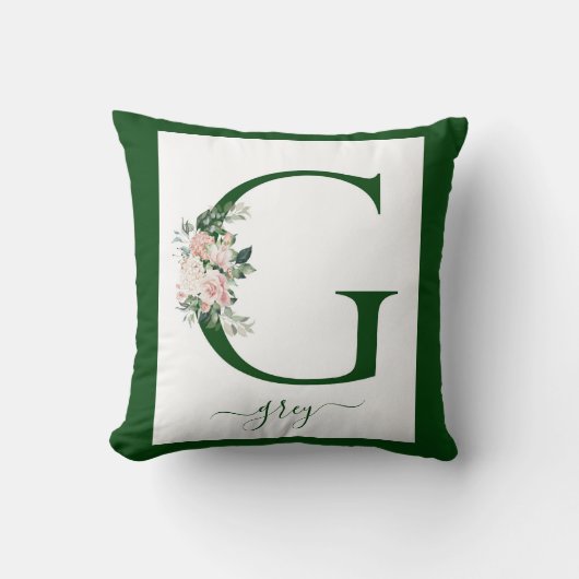 Monogramm Blumeninitiale G Kissen (Vorderseite)