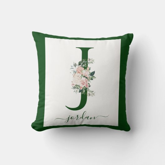 Monogramm Blumeninitiale J Kissen (Vorderseite)