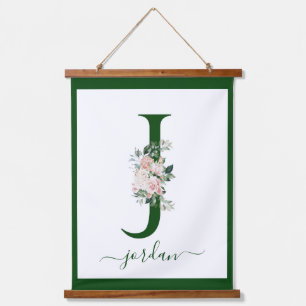 Monogramm Blumeninitiale J Wandteppich Mit Holzrahmen