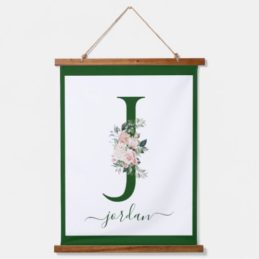 Monogramm Blumeninitiale J Wandteppich Mit Holzrahmen (Vorderseite)