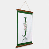 Monogramm Blumeninitiale J Wandteppich Mit Holzrahmen (Gewinkelt)
