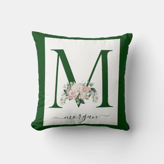 Monogramm Blumeninitiale M Kissen (Vorderseite)
