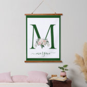 Monogramm Blumeninitiale M Wandteppich Mit Holzrahmen (Schlafzimmer)