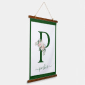 Monogramm Blumeninitiale P Wandteppich Mit Holzrahmen (Gewinkelt)