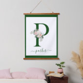 Monogramm Blumeninitiale P Wandteppich Mit Holzrahmen (Schlafzimmer)