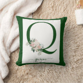 Monogramm Blumeninitiale Q Kissen (Decke)